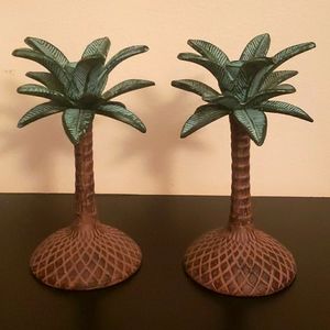 Palm Tree Candle Holder Set (2pc)
